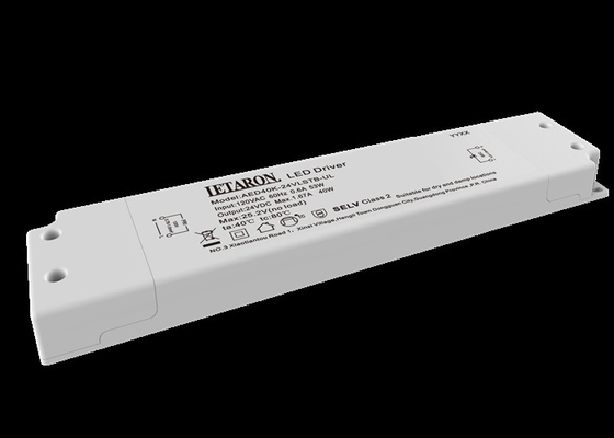 बाथरूम कैबिनेट लाइट के लिए Dimmable स्लिम Triac LED ड्राइवर 24V 40W