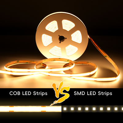 LETARON COB LED स्ट्रिप लाइट 24V LED टेप लाइट, 480 पीसी/एम एलईडी, सुपर ब्राइट हाई ल्यूमेन 3000K वार्म व्हाइट 5 मीटर, 5M टेप के साथ डिमेबल, 60W UL पावर सप्लाई, बेडरूम, घर, किचन DIY के लिए PIR स्विच